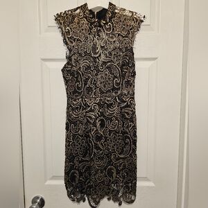 Black & gold mini dress